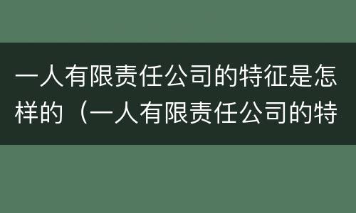 一人有限责任公司的特征是怎样的（一人有限责任公司的特征有哪些）