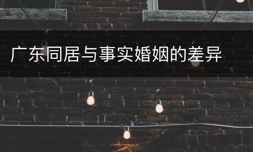 广东同居与事实婚姻的差异