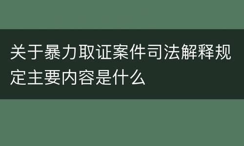 关于暴力取证案件司法解释规定主要内容是什么