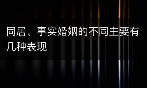 同居、事实婚姻的不同主要有几种表现