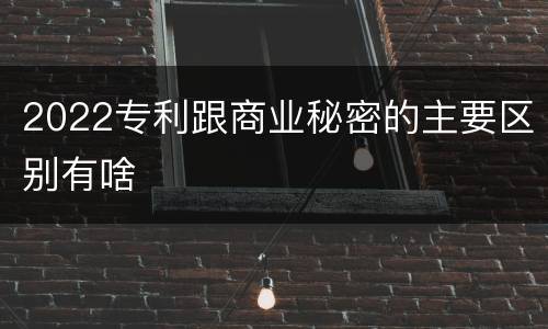 2022专利跟商业秘密的主要区别有啥