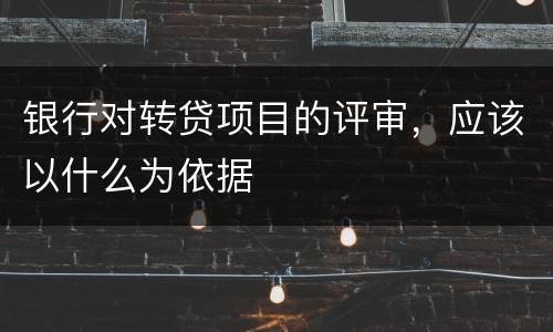 银行对转贷项目的评审，应该以什么为依据