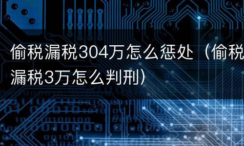 偷税漏税304万怎么惩处（偷税漏税3万怎么判刑）