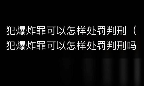 犯爆炸罪可以怎样处罚判刑（犯爆炸罪可以怎样处罚判刑吗）