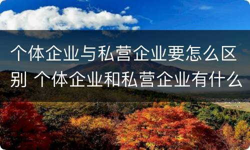 个体企业与私营企业要怎么区别 个体企业和私营企业有什么区别和联系