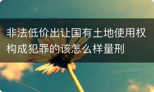 非法低价出让国有土地使用权构成犯罪的该怎么样量刑