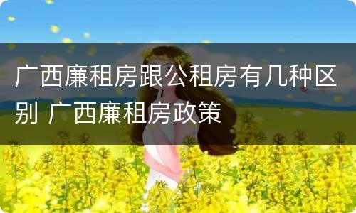 广西廉租房跟公租房有几种区别 广西廉租房政策