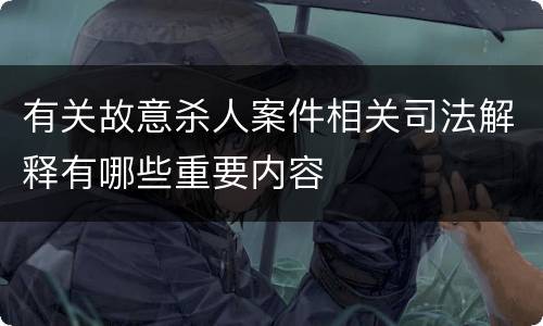 有关故意杀人案件相关司法解释有哪些重要内容