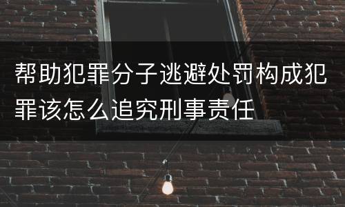 帮助犯罪分子逃避处罚构成犯罪该怎么追究刑事责任
