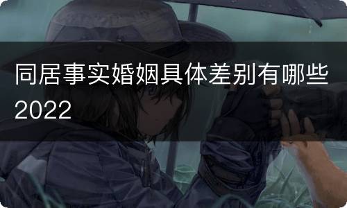 同居事实婚姻具体差别有哪些2022