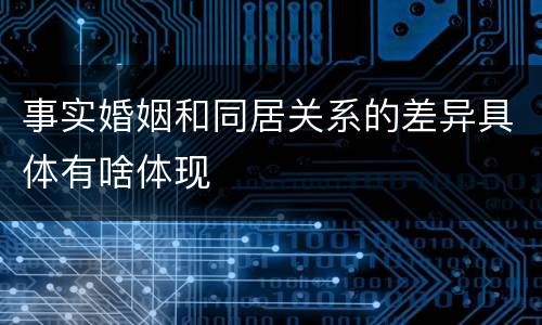 事实婚姻和同居关系的差异具体有啥体现