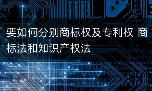 要如何分别商标权及专利权 商标法和知识产权法