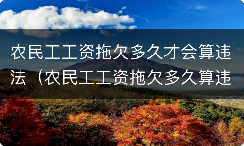 农民工工资拖欠多久才会算违法（农民工工资拖欠多久算违法?）