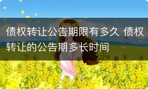 债权转让公告期限有多久 债权转让的公告期多长时间