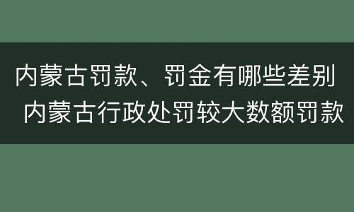 内蒙古罚款、罚金有哪些差别 内蒙古行政处罚较大数额罚款标准