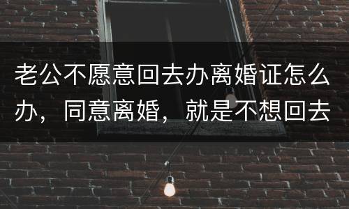 老公不愿意回去办离婚证怎么办，同意离婚，就是不想回去，该怎么办