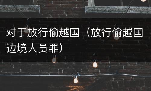 对于放行偷越国（放行偷越国边境人员罪）