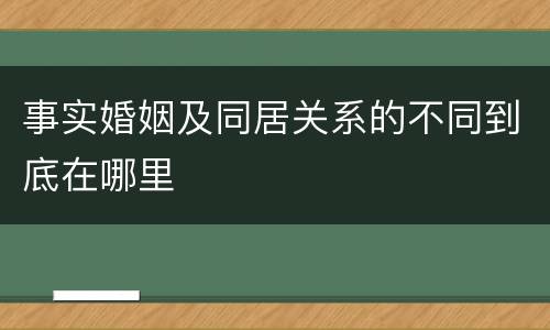 事实婚姻及同居关系的不同到底在哪里