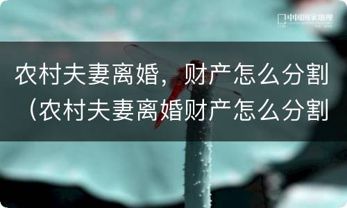 农村夫妻离婚，财产怎么分割（农村夫妻离婚财产怎么分割?）