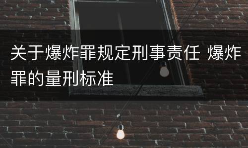 关于爆炸罪规定刑事责任 爆炸罪的量刑标准