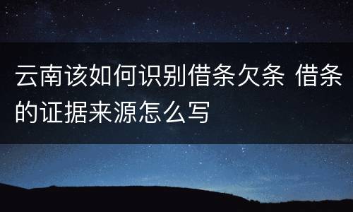云南该如何识别借条欠条 借条的证据来源怎么写