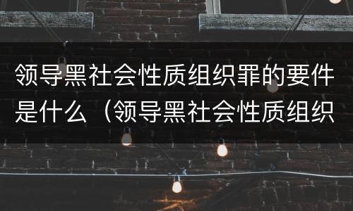 领导黑社会性质组织罪的要件是什么（领导黑社会性质组织罪的要件是什么意思）
