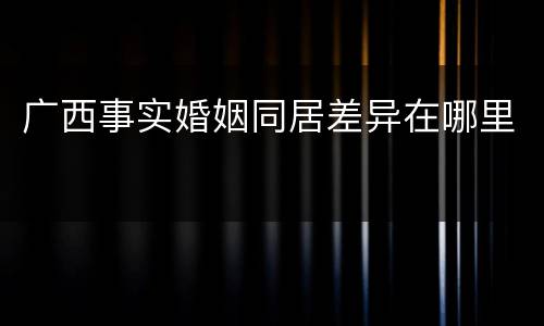 广西事实婚姻同居差异在哪里