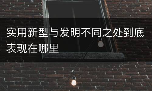 实用新型与发明不同之处到底表现在哪里