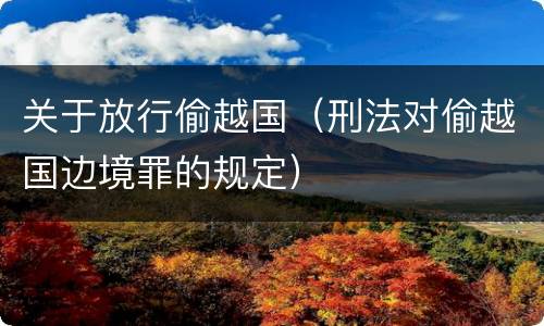 关于放行偷越国（刑法对偷越国边境罪的规定）