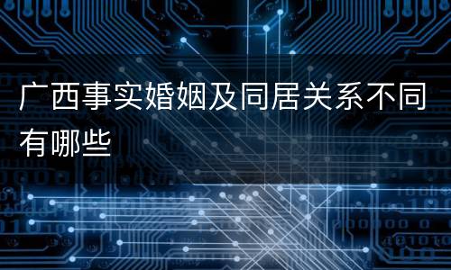 广西事实婚姻及同居关系不同有哪些
