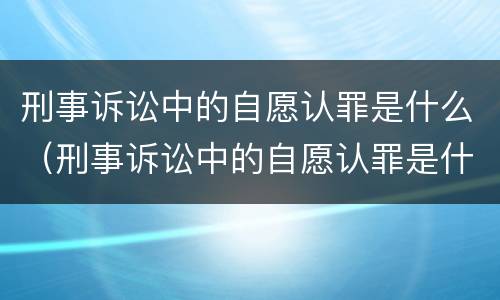 刑事诉讼中的自愿认罪是什么（刑事诉讼中的自愿认罪是什么行为）
