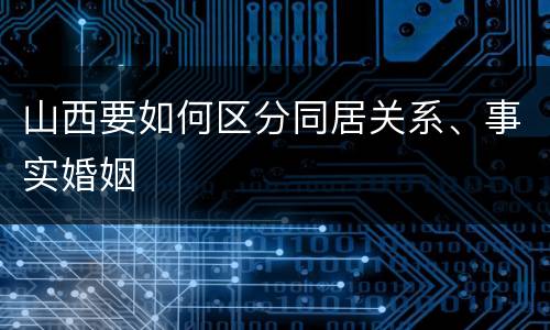 山西要如何区分同居关系、事实婚姻
