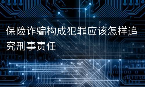 保险诈骗构成犯罪应该怎样追究刑事责任