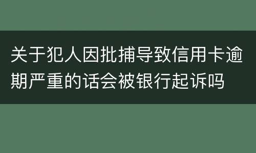 关于犯人因批捕导致信用卡逾期严重的话会被银行起诉吗