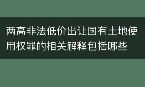 两高非法低价出让国有土地使用权罪的相关解释包括哪些