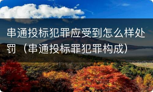 串通投标犯罪应受到怎么样处罚（串通投标罪犯罪构成）