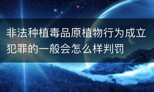 非法种植毒品原植物行为成立犯罪的一般会怎么样判罚