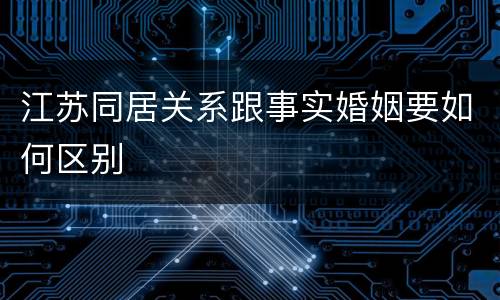 江苏同居关系跟事实婚姻要如何区别