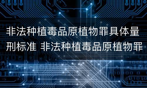 非法种植毒品原植物罪具体量刑标准 非法种植毒品原植物罪量刑指导意见