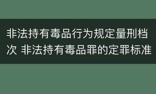 非法持有毒品行为规定量刑档次 非法持有毒品罪的定罪标准