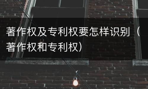 著作权及专利权要怎样识别（著作权和专利权）