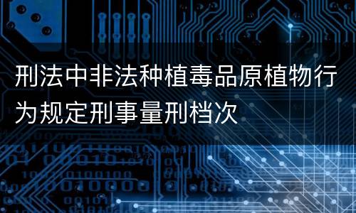 刑法中非法种植毒品原植物行为规定刑事量刑档次