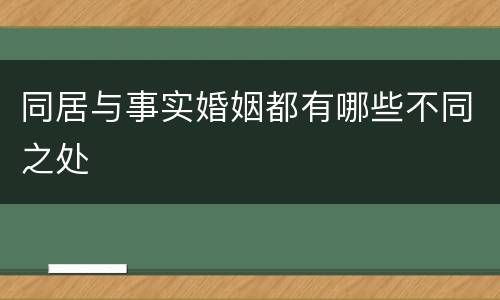 同居与事实婚姻都有哪些不同之处