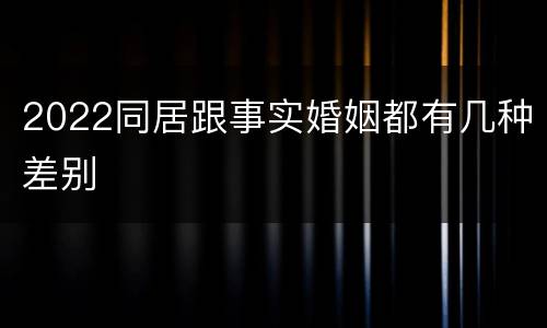 2022同居跟事实婚姻都有几种差别