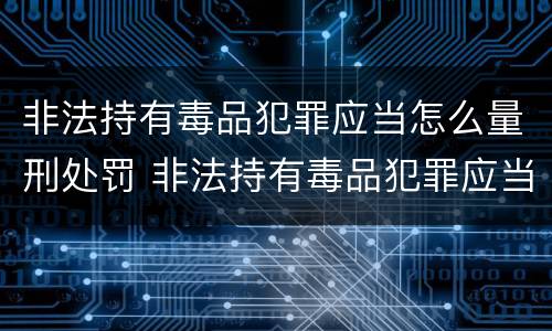 非法持有毒品犯罪应当怎么量刑处罚 非法持有毒品犯罪应当怎么量刑处罚