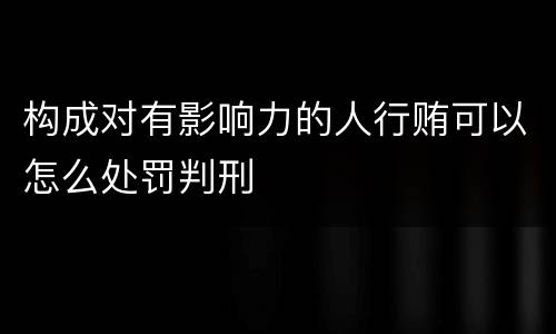 构成对有影响力的人行贿可以怎么处罚判刑