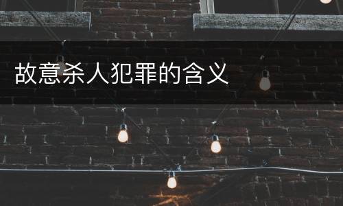 故意杀人犯罪的含义