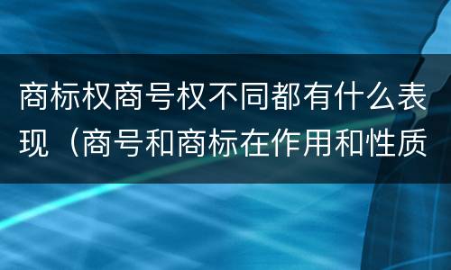 商标权商号权不同都有什么表现（商号和商标在作用和性质上的区别）