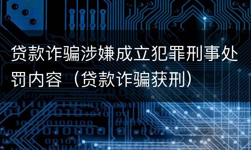 贷款诈骗涉嫌成立犯罪刑事处罚内容（贷款诈骗获刑）
