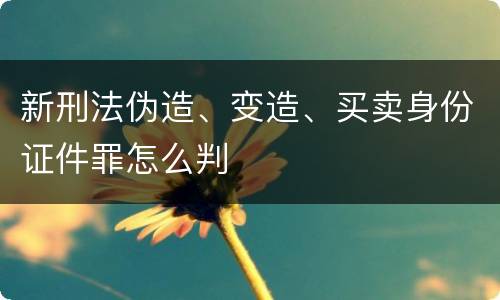新刑法伪造、变造、买卖身份证件罪怎么判